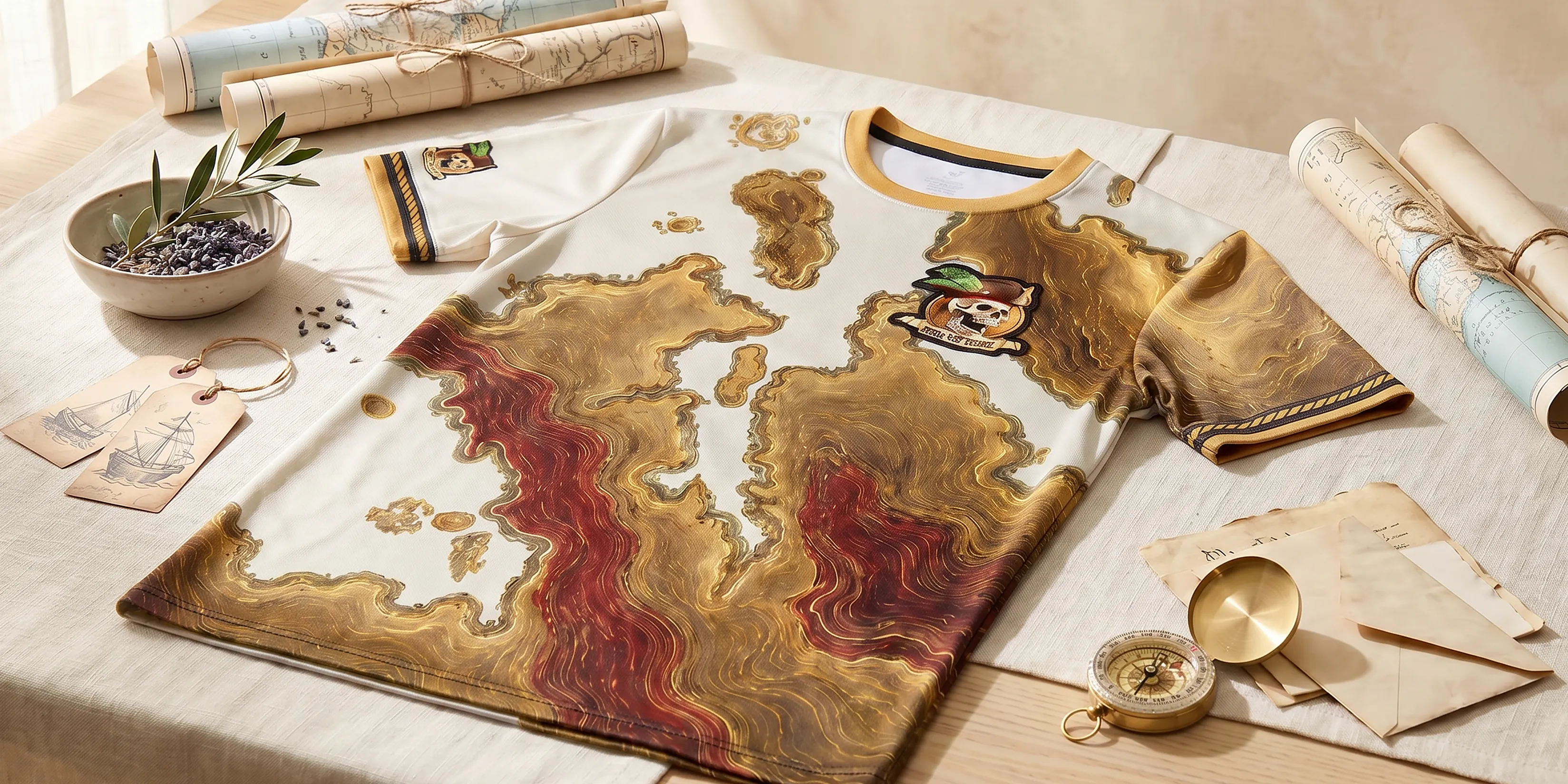 Camiseta com estampa de mapa da Piratas Tours